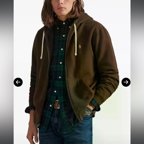 NWT Polo by Ralph Lauren Men's Brown Zip Up Hoodie - Picture 2 of 5